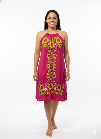 Mexican flower pink dress (medium)