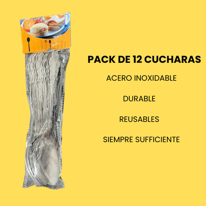 Pack of 12 Stainless Steel Spoons – Durable Kitchen Utensils