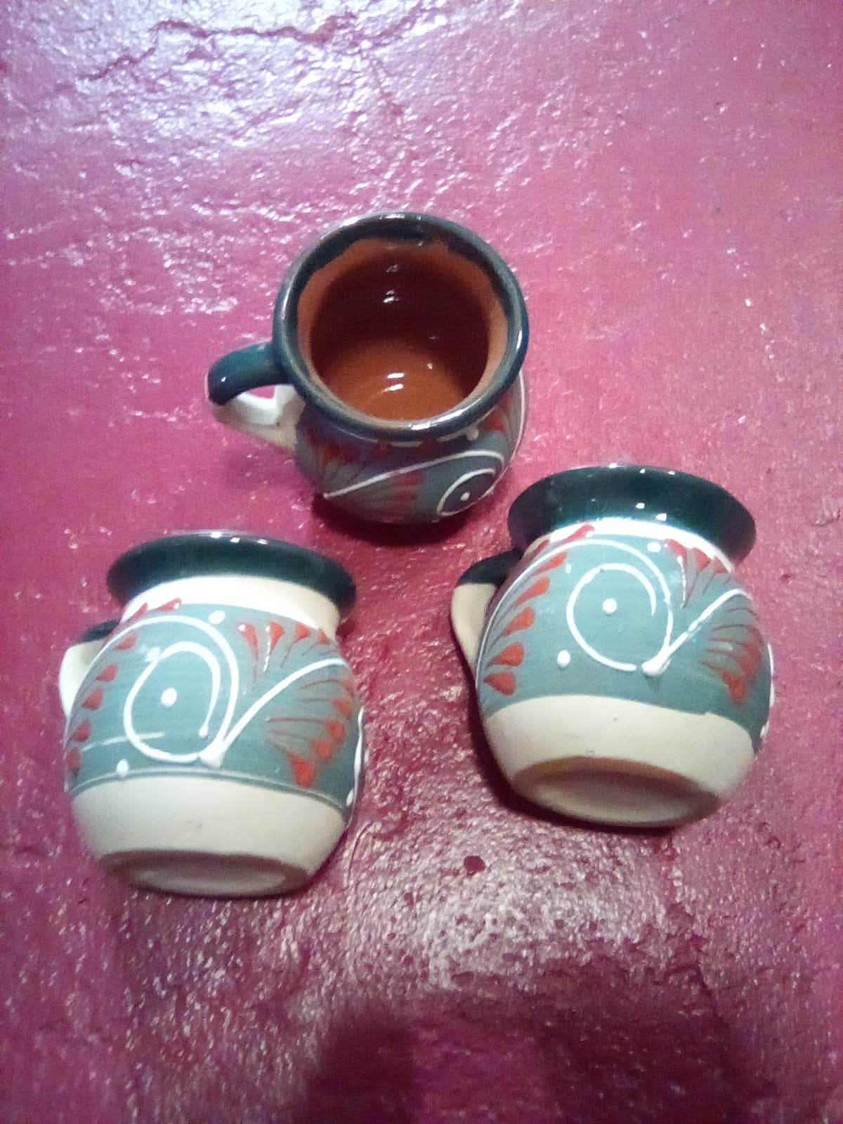 6 Jarros de ceramica artesanias mexicanas verde espiga