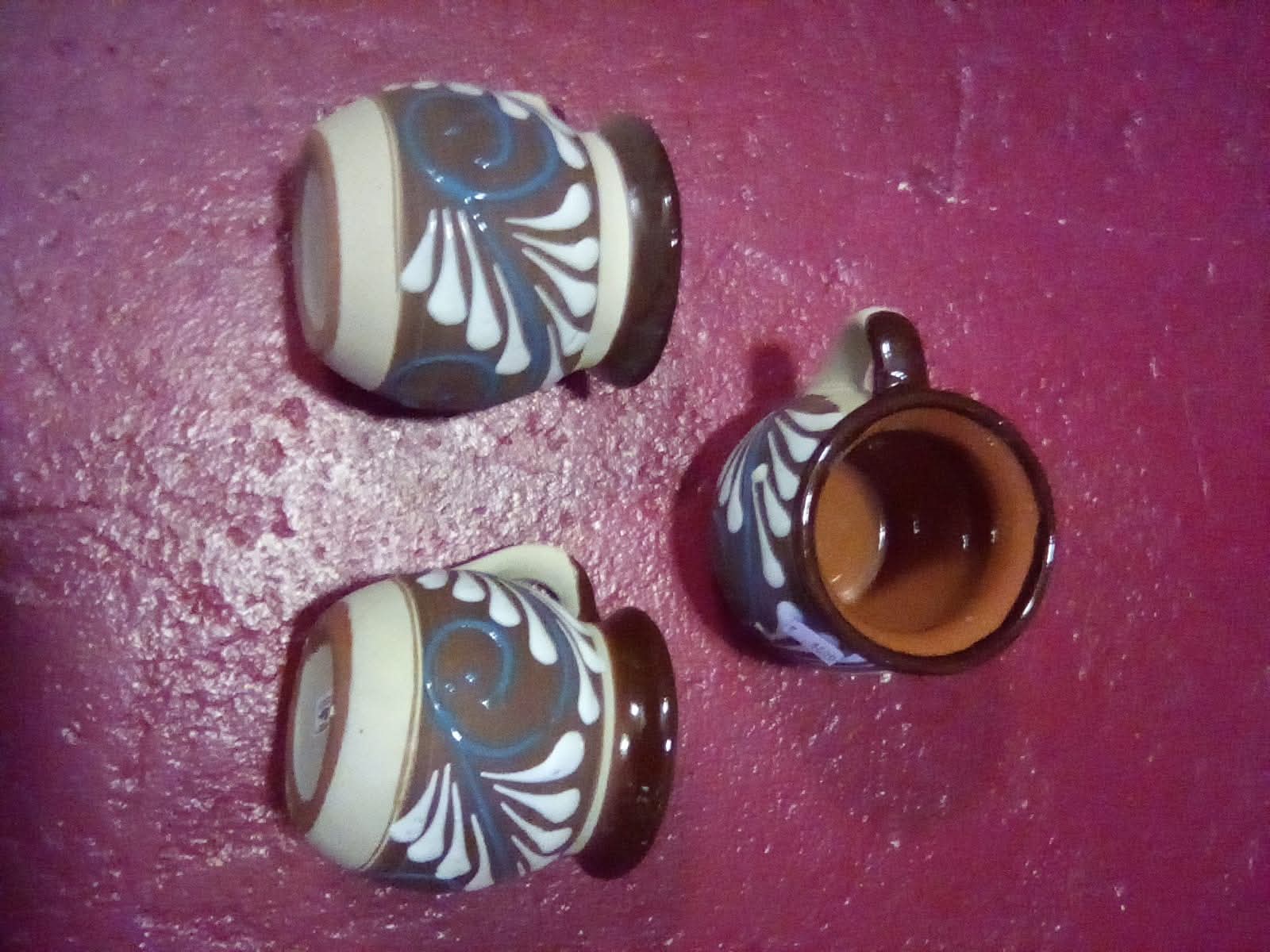6 Jarros de ceramica artesanias mexicanas color cafe