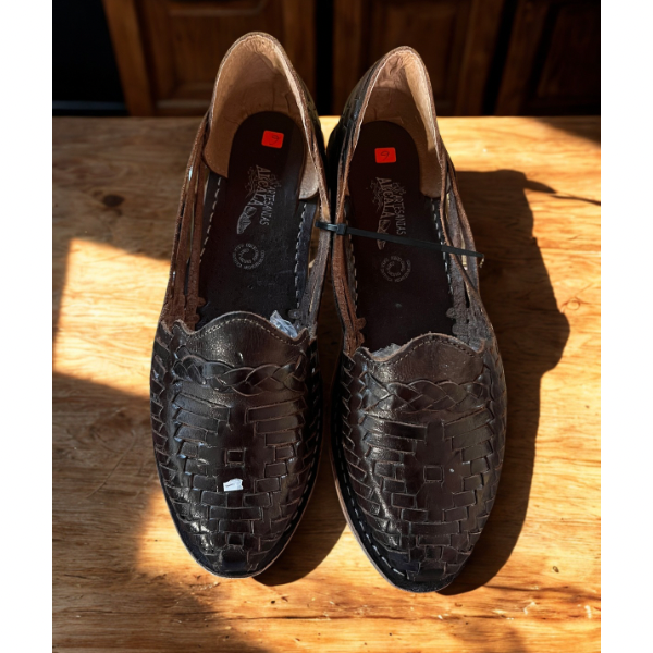 Women’s Dark Brown Leather Huarache Flats – Handmade in Mexico