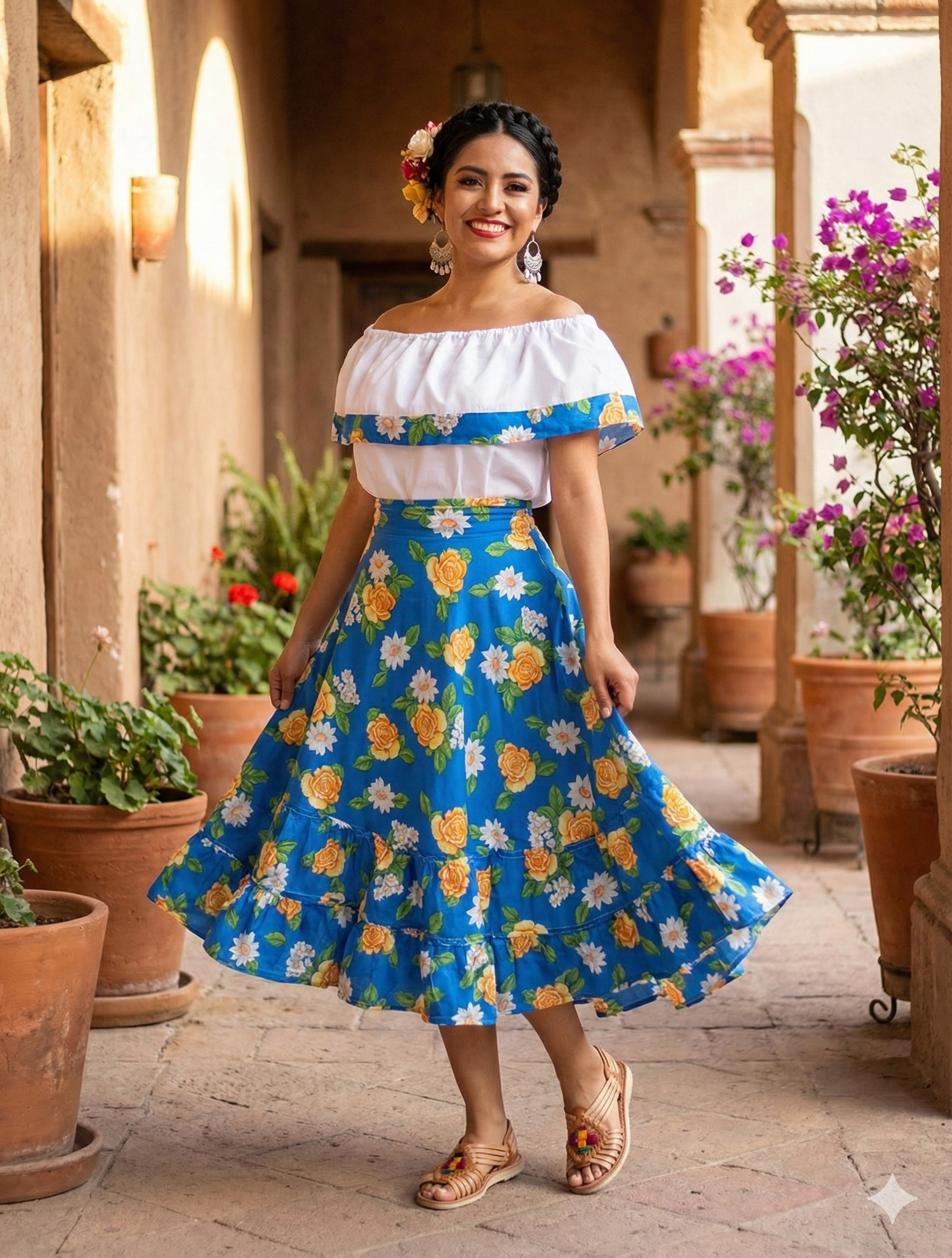 Falda y blusa artesanal Mexicana para fiestas