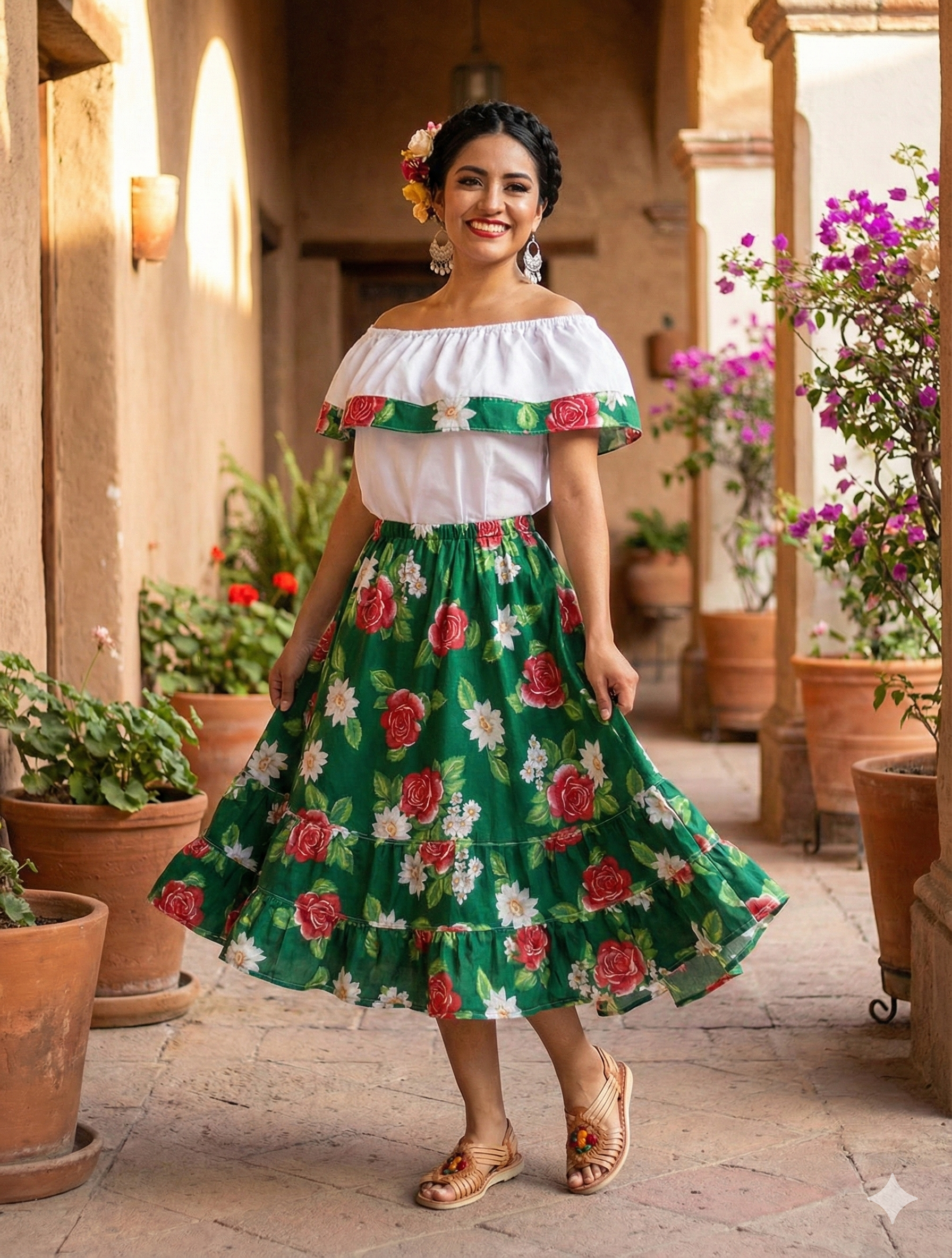 Falda y blusa artesanal Mexicana para fiestas