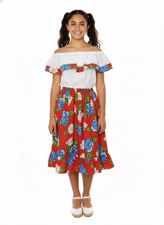 Little girls shirt + skirt Mexican style (size 4)