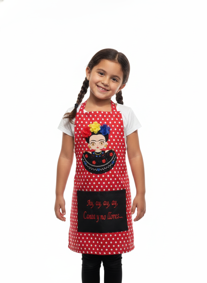 Apron red for little girls