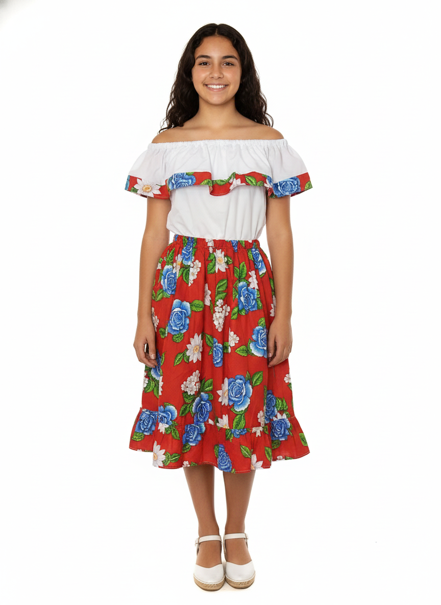 Teen shirt + skirt Mexican style